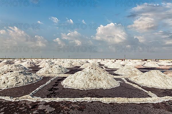 Salt mine at Sambhar Lake in daytime. Sambhar