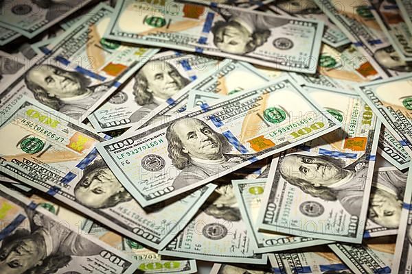 Business finance concept background of hundred dollars bank notes bills of new 2013 year edition