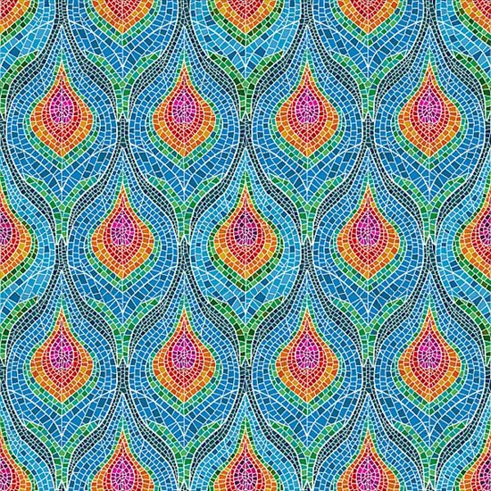 Mosaic tiles peacock feathers pattern