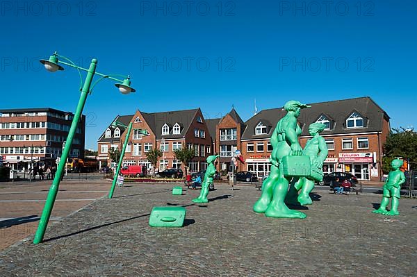 Sculptures on station forecourt