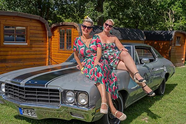 American vintage Buick with two woman