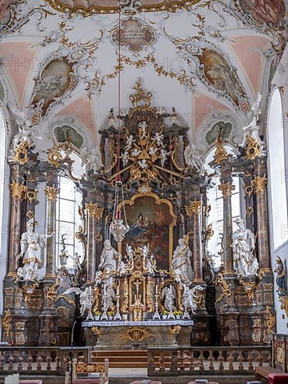 High altar in the rococo church of St. Ulrich