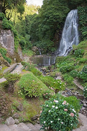 Waterfall in the river valley