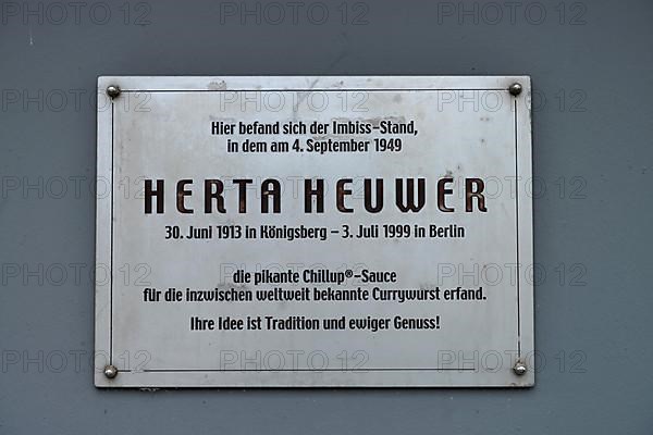 Memorial plaque Herta Heuwer
