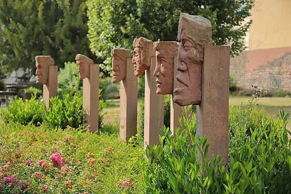 Sculptures Nibelungenlied by Paul August Wagner 1998 in the Nibelungen Park in Neckarsteinach