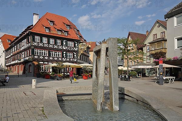 Suburban fountain with Hotel Restaurant Alte Post in Nagold
