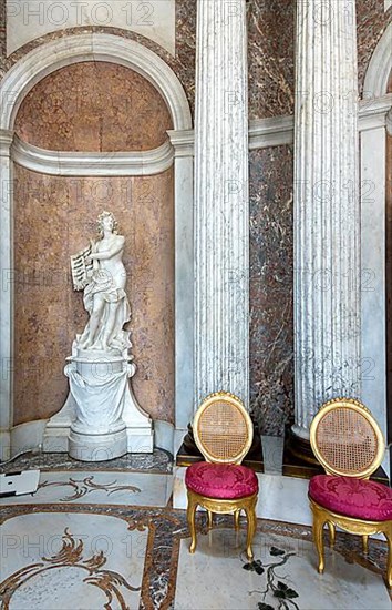 Sculptures and busts in the gallery of Sanssouci Palace