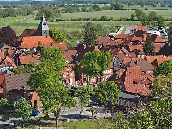 View from the vineyard of the town of Hitzacker in the Wendland region of the Elbe River Landscape UNESCO Biosphere Reserve