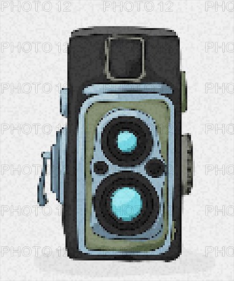 Pixel art vintage camera icon