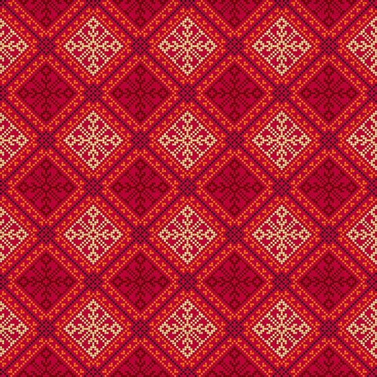 Decorative repeating pattern inspired by traditional Russian embroidery