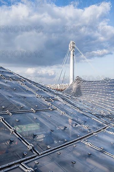 Supports and panels on the tent roof of the Olympic Stadium