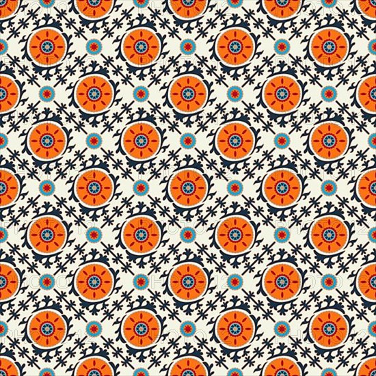 Uzbek Suzani traditional vector seamless pattern