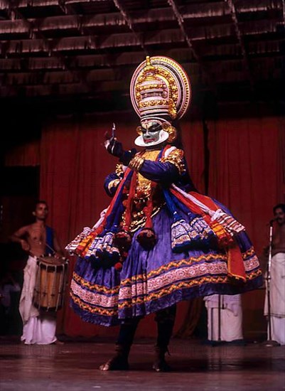 Noble or green character in Kathakali at Kerala Kalamandalam