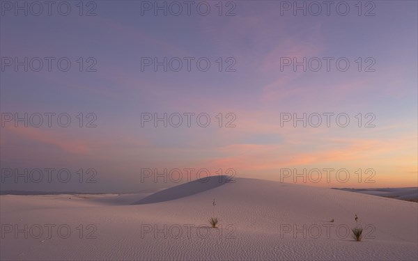 View of gypsum dunes at sunset