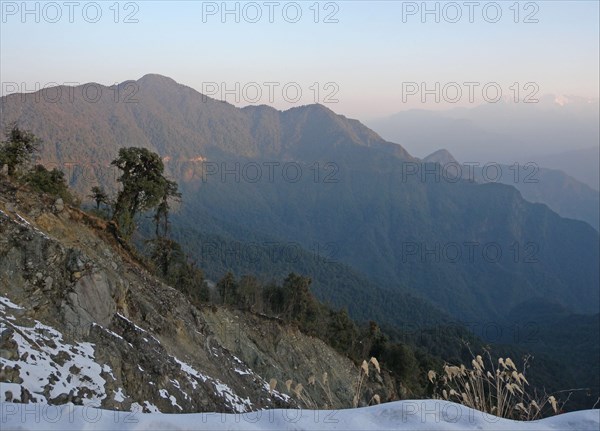 View from high up in the hills at dawn