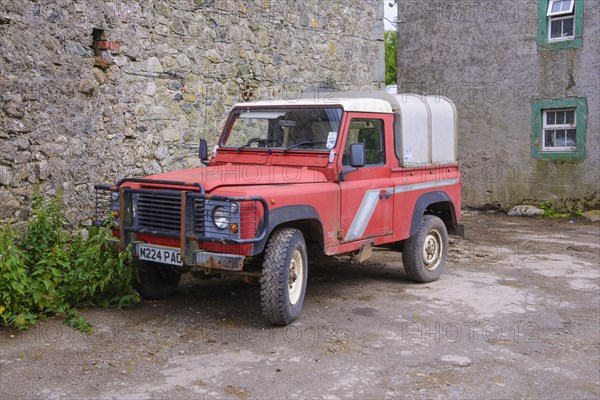 Landrover defender on a farm