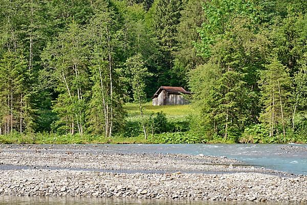 View of the Stillach river landscape