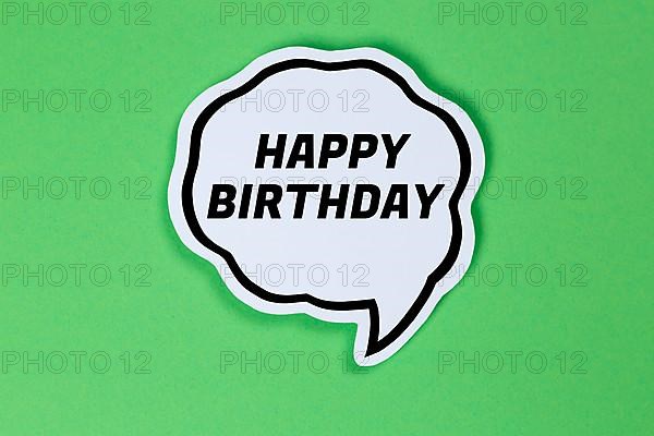 Happy Birthday in speech bubble communication concept talk in Stuttgart