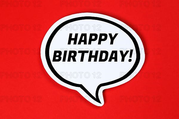 Happy Birthday in speech bubble communication concept talk in Stuttgart