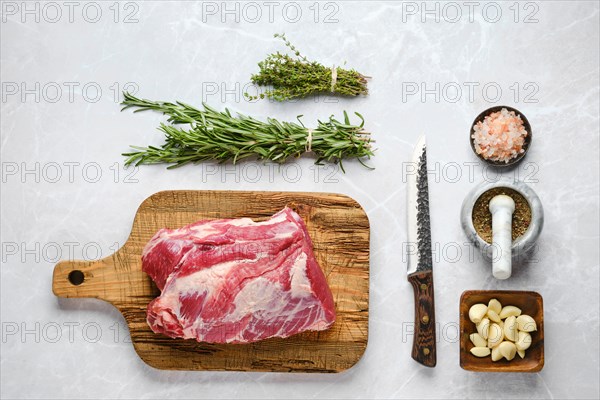 Raw pork neck ready for baking