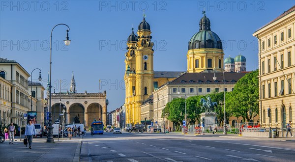 Ludwigstrasse with Feldherrnhalle and Theatine Church