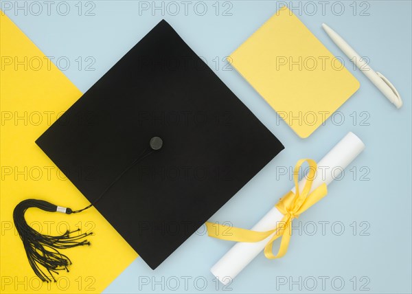 Flat lay festive graduation composition