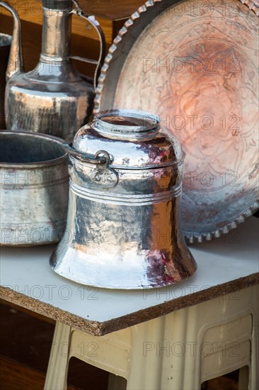 Old style metal buckets made of metal