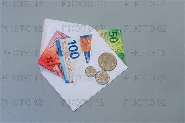 Swiss banknotes with envelope
