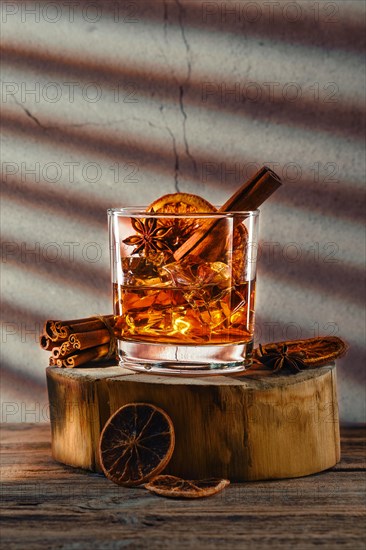 Cold cocktail with brandy and orange liquor