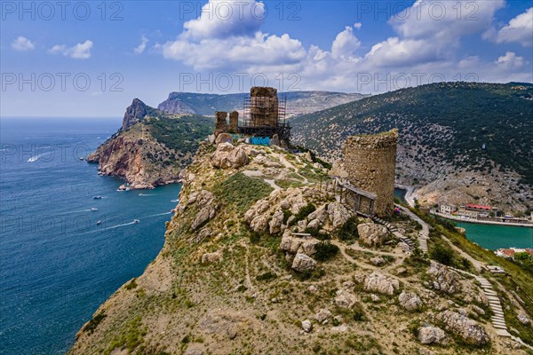 Aerial of the castle and bay of Balaklava