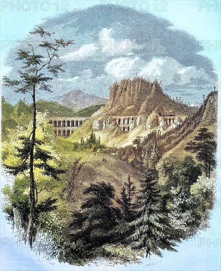 Semmering railway bridge with surrounding mountain landscape