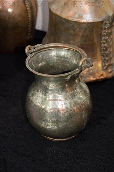 Old retro style metallic bucket in view
