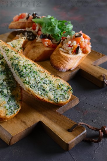 Set of toasts with tomato