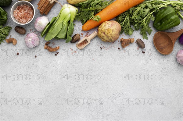 Flat lay veggies mix with copy space