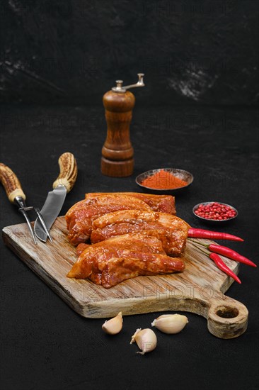Marinated pork belly slice with spice ready for barbecue