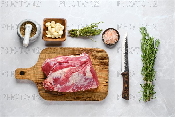 Raw pork neck ready for baking