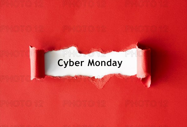 Top view ripped paper cyber monday promotion. Resolution and high quality beautiful photo