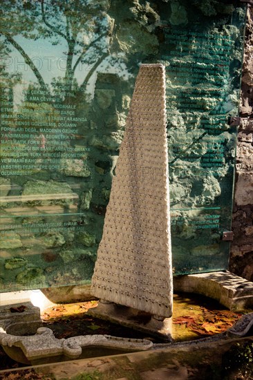 Ottoman marble stone carving art in detail on stone fountain