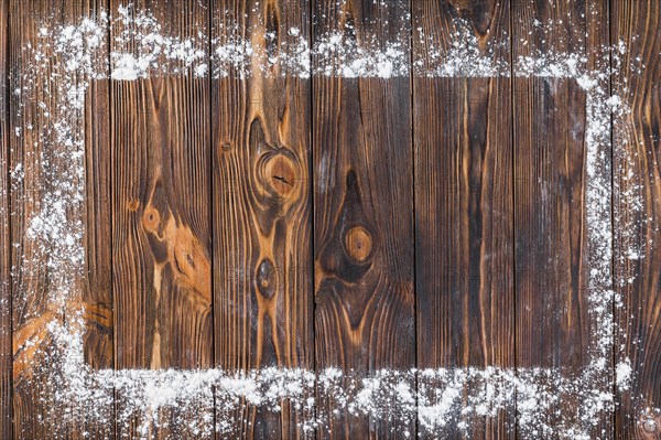 White flour edge rectangular frame wooden table. Resolution and high quality beautiful photo