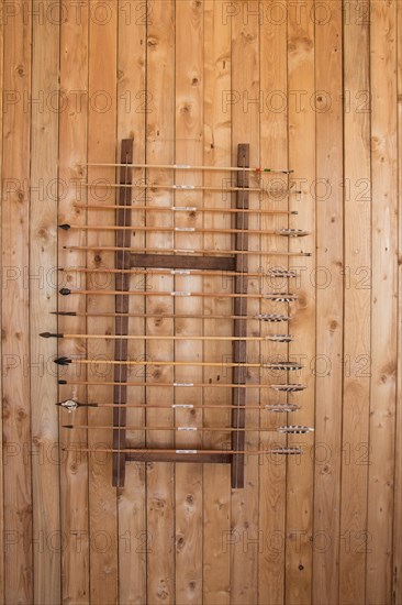 Antique old wooden arrows