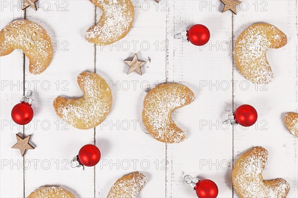 Homemade crescent christmas cookies called 'Vanillekipferl'