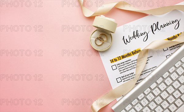 Wedding planner keyboard top view. Resolution and high quality beautiful photo