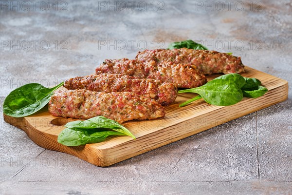 Shish kebab from ground beef meat