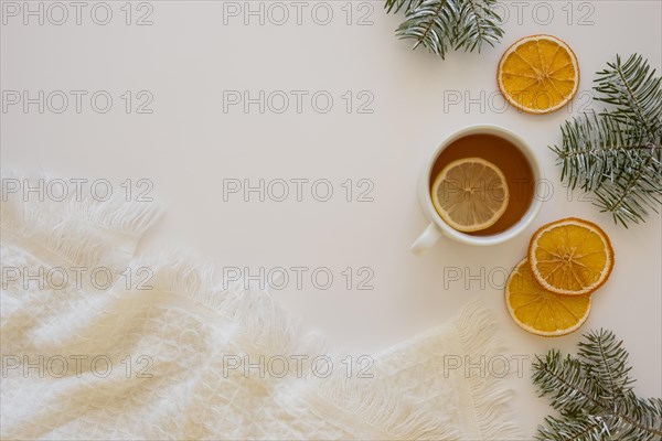 Delicious hot tea with slices of lemon