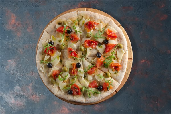 Top view of focaccia with cheese
