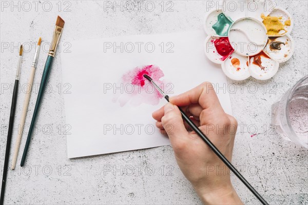 Top view hand painting. Resolution and high quality beautiful photo