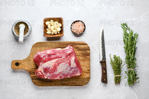 Raw pork neck ready for baking