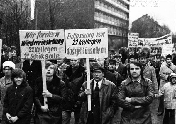 The dismissal of workers at the Mannesmann factory after a spontaneous strike not led by the union provoked protests by Mannesmann workers in Duisburg and other locations on 7 November 1973 and solida...
