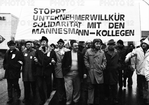The dismissal of workers at the Mannesmann factory after a spontaneous strike not led by the union provoked protests by Mannesmann workers in Duisburg and other locations on 7 November 1973 and solida...