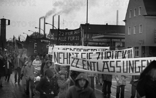 The dismissal of workers at the Mannesmann factory after a spontaneous strike not led by the union provoked protests by Mannesmann workers in Duisburg and other locations on 7 November 1973 and solida...